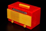 Bright Red + Yellow Garod 6AU-1 ’Commander’ Catalin Radio - Wrap-Around